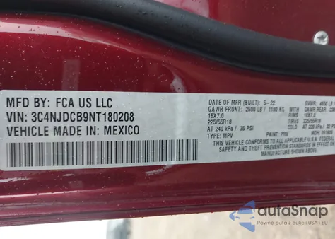 2022 Jeep Compass Limited 4X4 z USA, uszkodzony, nr VIN 3C4NJDCB9NT180208